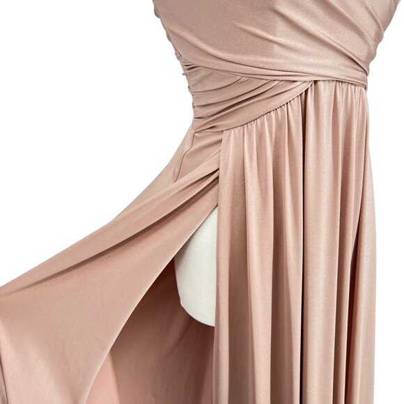 La Femme Blush Pink Strapless High Slit Floor-Length Formal Gown Size 6 - Picture 10 of 16